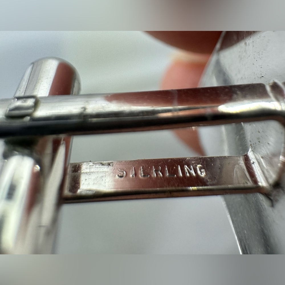 Sterling Cufflinks Triangle Shape W/Etching. Can … - image 2